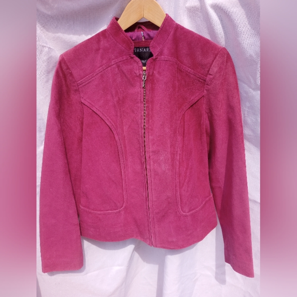Women's purple leather jacket, Bernard, size 6